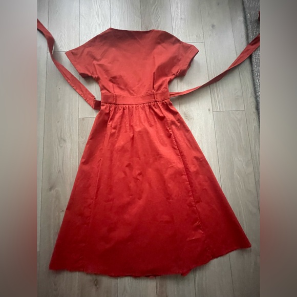 Sézane Marielle true wrap dress, terracotta (deep rust), linen cotton FR 34 - Picture 13 of 15